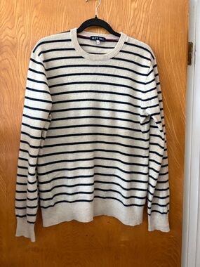Alex Mill Cream and Navy Striped  cashmere Crewneck Sweater M